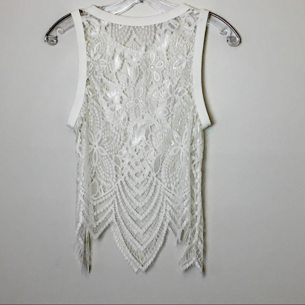 Elegant White Lace Tank Top